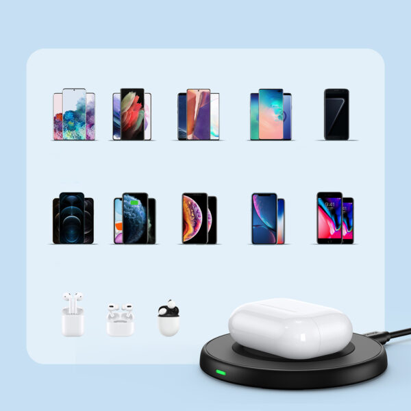 Ładowarka bezprzewodowa Qi 10W + kabel USB - micro USB czarny 7 1016633 8 ladowarka bezprzewodowa10w kabel u choetech hurtownia sklep