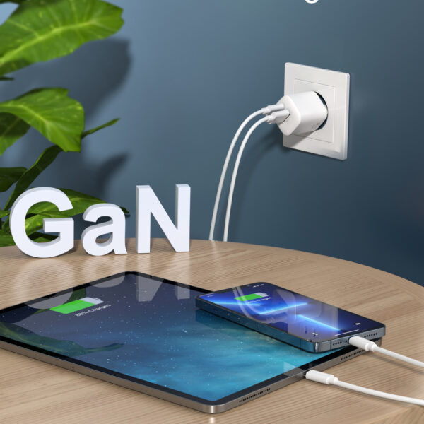 Szybka ładowarka sieciowa GaN USB Typ C PD QC 33W biała 4 1016636 5 szybka ladowarka sieciowa gan usb c choetech hurtownia sklep
