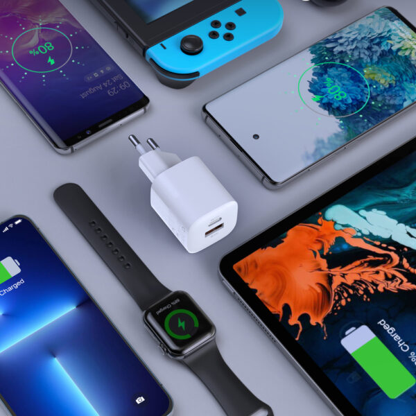 Szybka ładowarka sieciowa GaN USB Typ C PD QC 33W biała 6 1016636 7 szybka ladowarka sieciowa gan usb c choetech hurtownia sklep