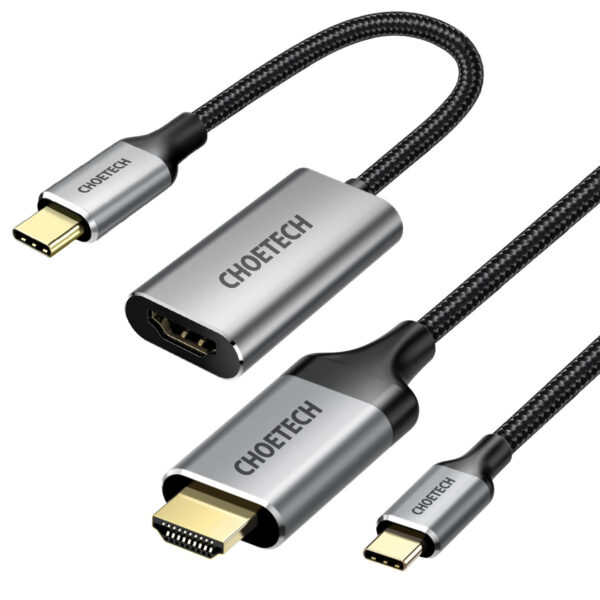 Przejściówka HUB USB Typ C - HDMI 2.0 + kabel HDMI 2m szary 1 1016638 2 przejsciowka hub usb c hdmi 20 choetech hurtownia sklep