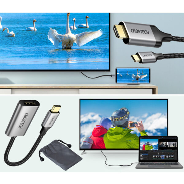 Przejściówka HUB USB Typ C - HDMI 2.0 + kabel HDMI 2m szary 2 1016638 3 przejsciowka hub usb c hdmi 20 choetech hurtownia sklep
