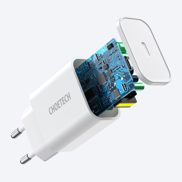 Ładowarka sieciowa USB Typ C PD 20W biały 5 1016659 6 ladowarka sieciowa usb c pd 20w bial choetech hurtownia sklep