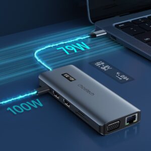 Adapter HUB wielofunkcyjny z wyświetlaczem USB-C USB-A VGA AUX SD TF 12w1 szary 11 Adapter HUB wielofunkcyjny z wyświetlaczem USB-C USB-A VGA AUX SD TF 12w1 szary - obrazek 3