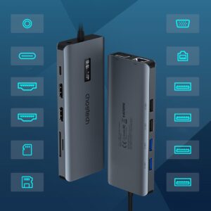 Adapter HUB wielofunkcyjny z wyświetlaczem USB-C USB-A VGA AUX SD TF 12w1 szary 17 Adapter HUB wielofunkcyjny z wyświetlaczem USB-C USB-A VGA AUX SD TF 12w1 szary - obrazek 9