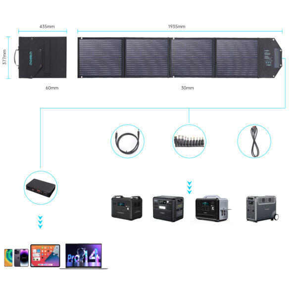 Ładowarka solarna słoneczna 100W składana USB-C 2xUSB PD QC czarna 10 1016722 11 ladowarka solarna sloneczna 100w skladan choetech hurtownia sklep