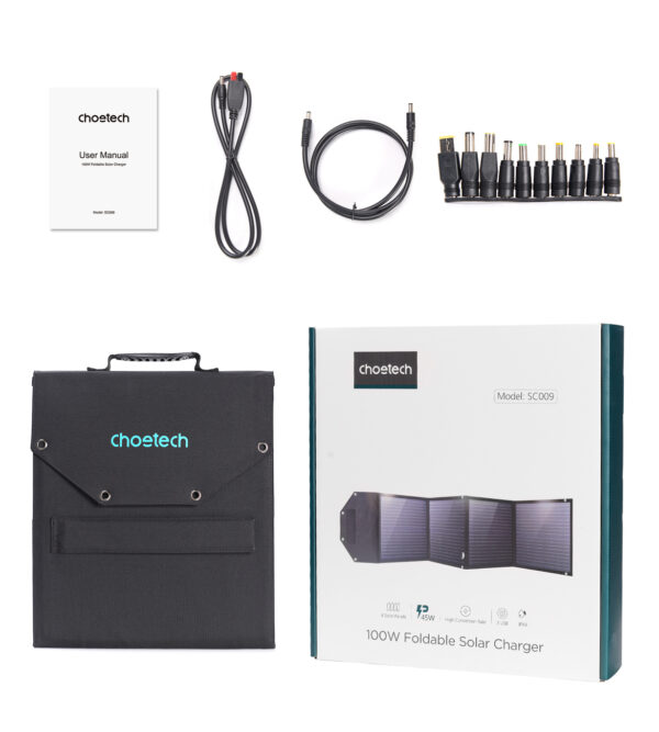Ładowarka solarna słoneczna 100W składana USB-C 2xUSB PD QC czarna 3 1016722 4 ladowarka solarna sloneczna 100w skladan choetech hurtownia sklep