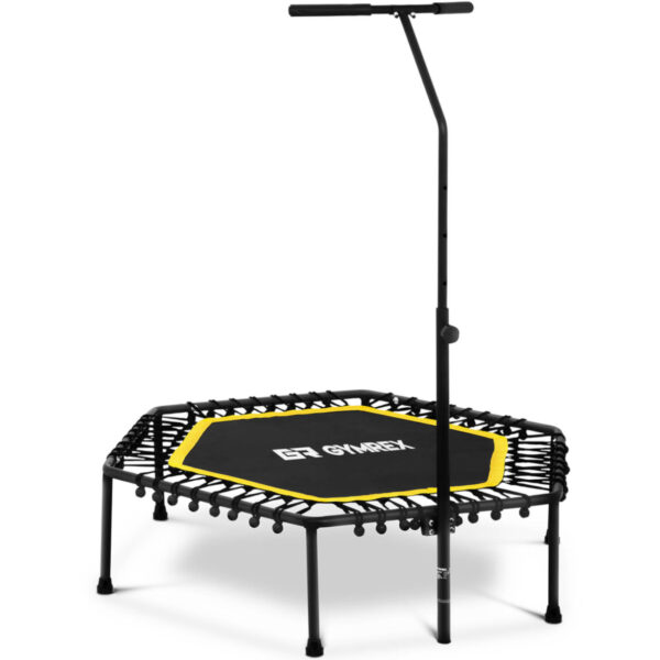 Trampolina fitness do ćwiczeń z regulowanym uchwytem 124 cm czarno-żółta 1 10230021 1