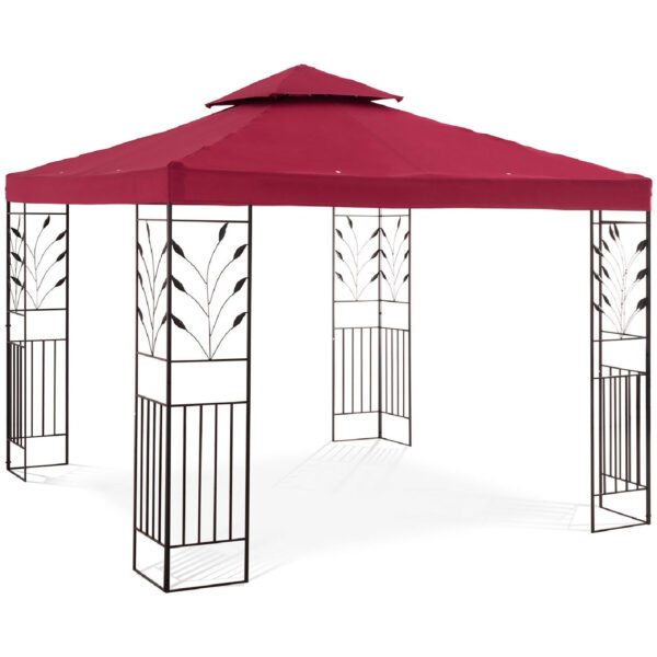 Pawilon ogrodowy altana z ornamentem składana 3 x 3 x 2.6 m czerwone wino 1 10250038 1