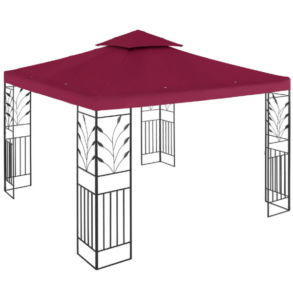 Pawilon ogrodowy altana z ornamentem składana 3 x 3 x 2.6 m czerwone wino 3 10250038 3