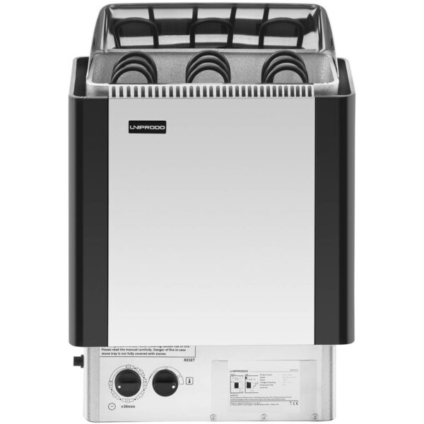 Piec do sauny elektryczny z wbudowanym sterowaniem 3-6 m3 do 110C 400 V 4.5 kW srebrno-czarny 6 10250216 6