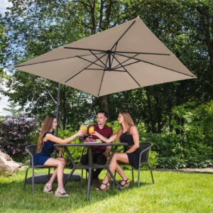 Parasol ogrodowy na wysięgniku kwadratowy 250 x 250 cm kremowy 14 Parasol ogrodowy na wysięgniku kwadratowy 250 x 250 cm kremowy - obrazek 4
