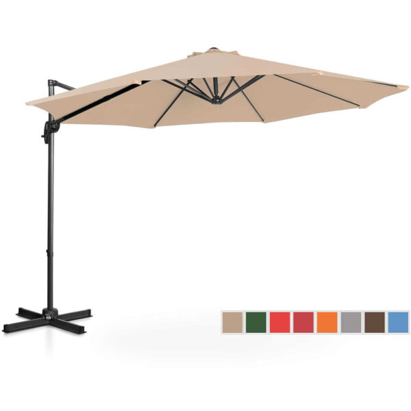 Parasol ogrodowy na wysięgniku bocznym uchylny okrągły śr. 300 cm kremowy 1 10250525 1