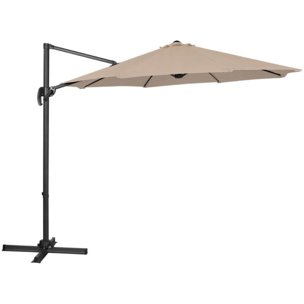 Parasol ogrodowy na wysięgniku bocznym uchylny okrągły śr. 300 cm kremowy 5 10250525 3