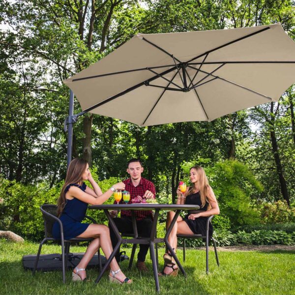 Parasol ogrodowy na wysięgniku bocznym uchylny okrągły śr. 300 cm kremowy 6 10250525 4