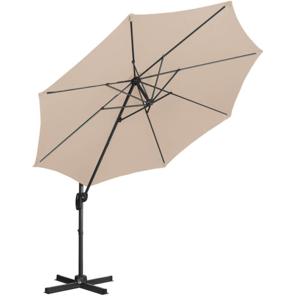 Parasol ogrodowy na wysięgniku bocznym uchylny okrągły śr. 300 cm kremowy 7 10250525 5
