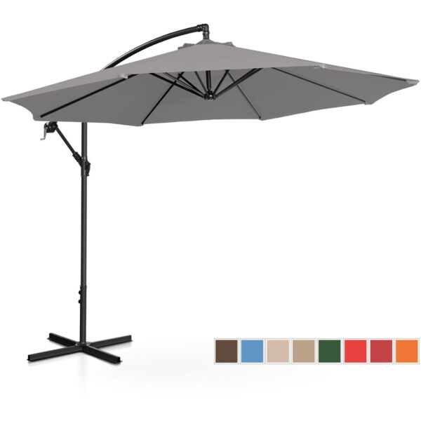Parasol ogrodowy na wysięgniku okrągły uchylny śr. 300 cm ciemnoszary 1 10250526 1