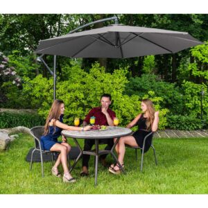Parasol ogrodowy na wysięgniku okrągły uchylny śr. 300 cm ciemnoszary 13 Parasol ogrodowy na wysięgniku okrągły uchylny śr. 300 cm ciemnoszary - obrazek 3