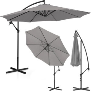 Parasol ogrodowy na wysięgniku okrągły uchylny śr. 300 cm ciemnoszary 11 Parasol ogrodowy na wysięgniku okrągły uchylny śr. 300 cm ciemnoszary - obrazek 1