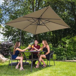 Parasol ogrodowy na wysięgniku kwadratowy 250 x 250 cm szarobrązowy - obrazek 4