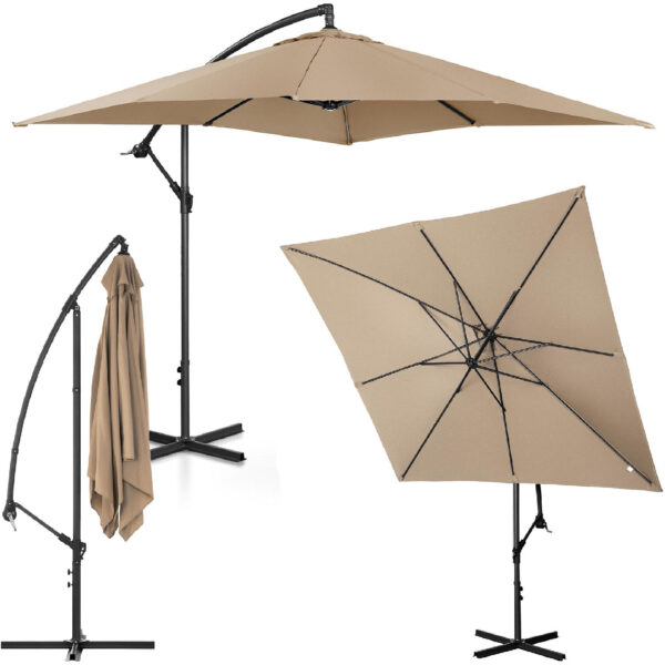 10250527 parasol ogrodowy na wysiegniku kwadratowy 250 x 250 cm szarobrazowy ean 4062859088161 hurtownia sklep