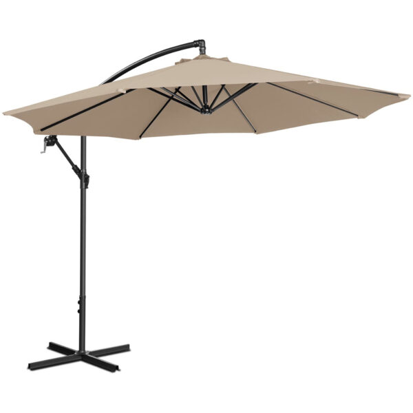 Parasol ogrodowy na wysięgniku okrągły uchylny śr. 300 cm kremowy 1 10250531 1