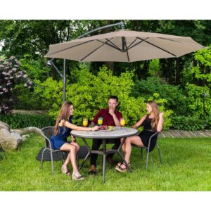 Parasol ogrodowy na wysięgniku okrągły uchylny śr. 300 cm kremowy 14 Parasol ogrodowy na wysięgniku okrągły uchylny śr. 300 cm kremowy - obrazek 4