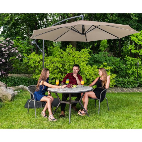 Parasol ogrodowy na wysięgniku okrągły uchylny śr. 300 cm kremowy 3 10250531 11