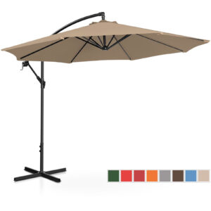 Parasol ogrodowy na wysięgniku okrągły uchylny śr. 300 cm szarobrązowy 12 Parasol ogrodowy na wysięgniku okrągły uchylny śr. 300 cm szarobrązowy - obrazek 2