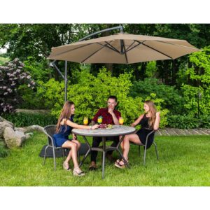 Parasol ogrodowy na wysięgniku okrągły uchylny śr. 300 cm szarobrązowy 13 Parasol ogrodowy na wysięgniku okrągły uchylny śr. 300 cm szarobrązowy - obrazek 3