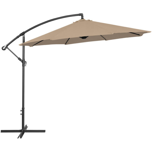 Parasol ogrodowy na wysięgniku okrągły uchylny śr. 300 cm szarobrązowy 4 10250532 2