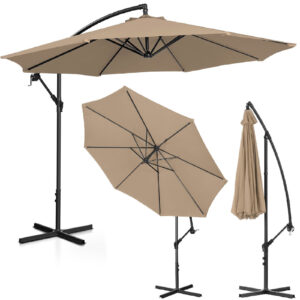 Parasol ogrodowy na wysięgniku okrągły uchylny śr. 300 cm szarobrązowy 11 Parasol ogrodowy na wysięgniku okrągły uchylny śr. 300 cm szarobrązowy - obrazek 1