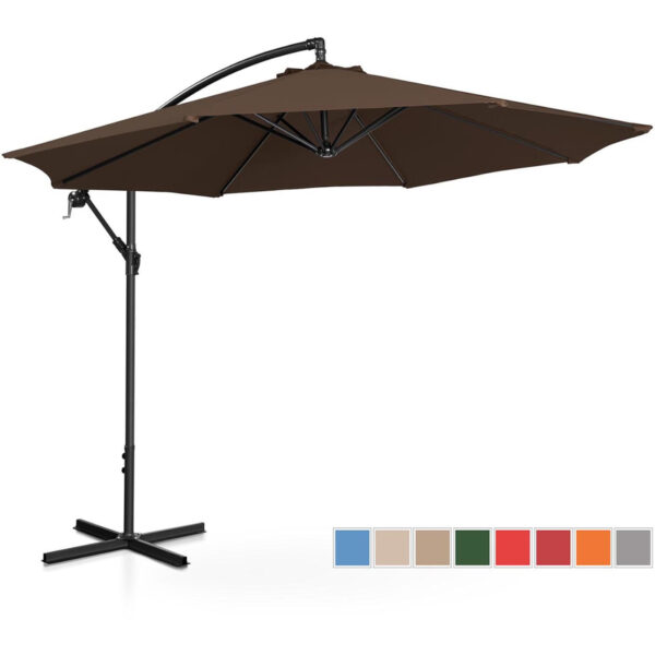 Parasol ogrodowy na wysięgniku okrągły uchylny śr. 300 cm brązowy 1 10250536 1
