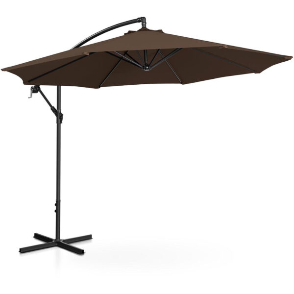 Parasol ogrodowy na wysięgniku okrągły uchylny śr. 300 cm brązowy 4 10250536 2