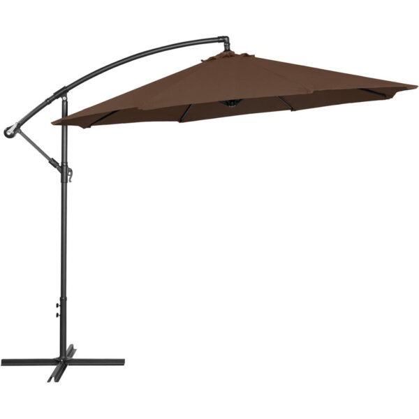 Parasol ogrodowy na wysięgniku okrągły uchylny śr. 300 cm brązowy 5 10250536 3