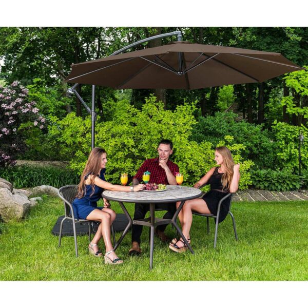 Parasol ogrodowy na wysięgniku okrągły uchylny śr. 300 cm brązowy 6 10250536 4