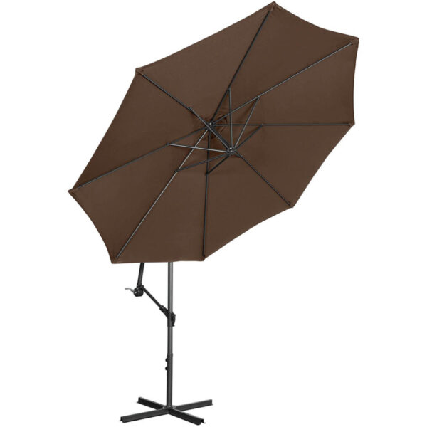 Parasol ogrodowy na wysięgniku okrągły uchylny śr. 300 cm brązowy 7 10250536 5