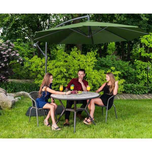 Parasol ogrodowy na wysięgniku okrągły uchylny śr. 300 cm zielony 2 10250538 10