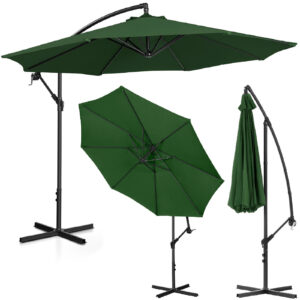 Parasol ogrodowy na wysięgniku okrągły uchylny śr. 300 cm zielony 11 Parasol ogrodowy na wysięgniku okrągły uchylny śr. 300 cm zielony - obrazek 1