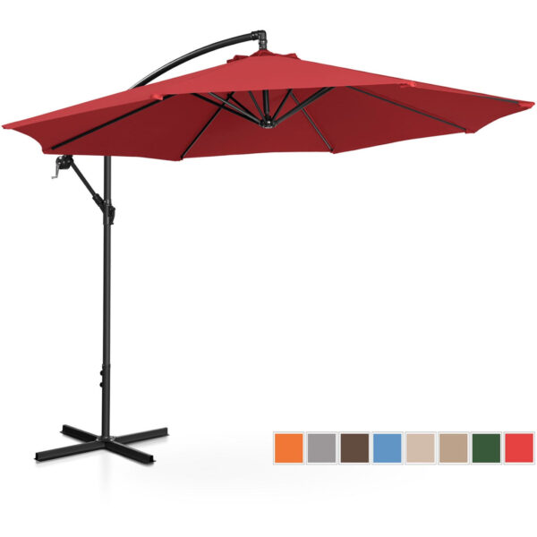 Parasol ogrodowy na wysięgniku okrągły uchylny śr. 300 cm bordowy 1 10250539 1