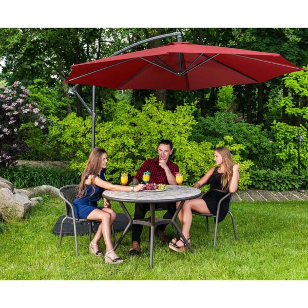 Parasol ogrodowy na wysięgniku okrągły uchylny śr. 300 cm bordowy 2 10250539 10