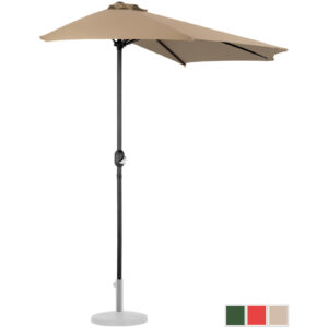 Półparasol przyścienny balkonowy tarasowy półokrągły 270 x 135 cm szarobrązowy 11 Półparasol przyścienny balkonowy tarasowy półokrągły 270 x 135 cm szarobrązowy - obrazek 2