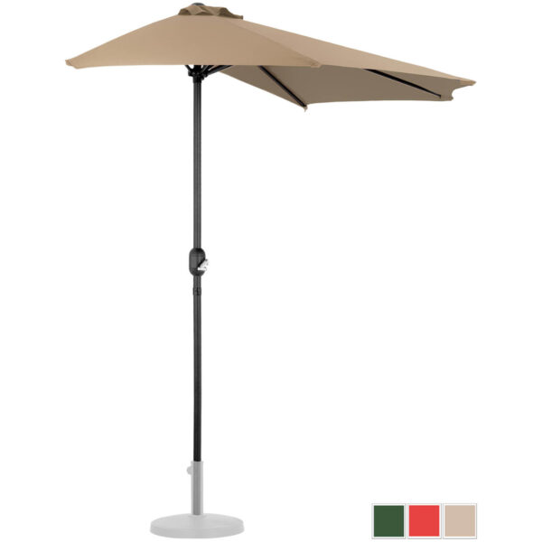 Półparasol przyścienny balkonowy tarasowy półokrągły 270 x 135 cm szarobrązowy 1 10250540 1