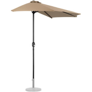 Półparasol przyścienny balkonowy tarasowy półokrągły 270 x 135 cm szarobrązowy 12 Półparasol przyścienny balkonowy tarasowy półokrągły 270 x 135 cm szarobrązowy - obrazek 3