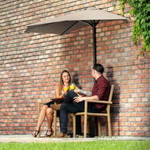 Półparasol przyścienny balkonowy tarasowy półokrągły 270 x 135 cm szarobrązowy 14 Półparasol przyścienny balkonowy tarasowy półokrągły 270 x 135 cm szarobrązowy - obrazek 5