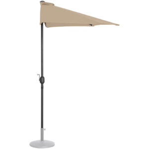 Półparasol przyścienny balkonowy tarasowy półokrągły 270 x 135 cm szarobrązowy 15 Półparasol przyścienny balkonowy tarasowy półokrągły 270 x 135 cm szarobrązowy - obrazek 6