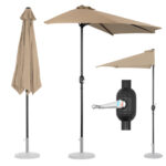 10250540 polparasol przyscienny balkonowy tarasowy polokragly 270 x 135 cm szarobrazowy ean 4062859088291 hurtownia sklep