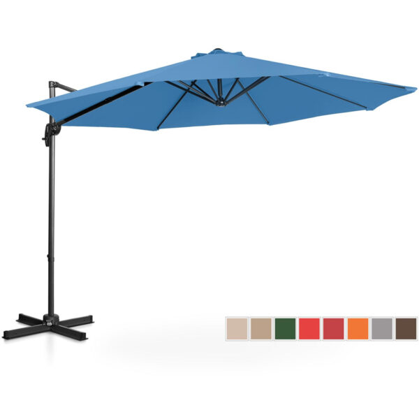 Parasol ogrodowy na wysięgniku bocznym uchylny okrągły śr. 300 cm niebieski 1 10250544 1