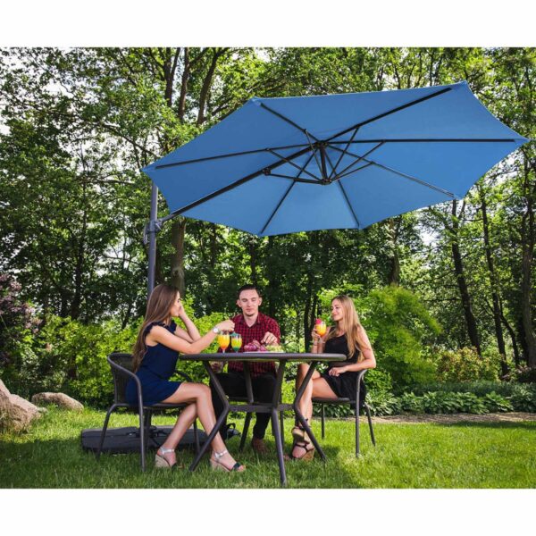 Parasol ogrodowy na wysięgniku bocznym uchylny okrągły śr. 300 cm niebieski 2 10250544 10