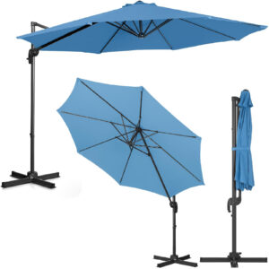 Parasol ogrodowy na wysięgniku bocznym uchylny okrągły śr. 300 cm niebieski 11 Parasol ogrodowy na wysięgniku bocznym uchylny okrągły śr. 300 cm niebieski - obrazek 1