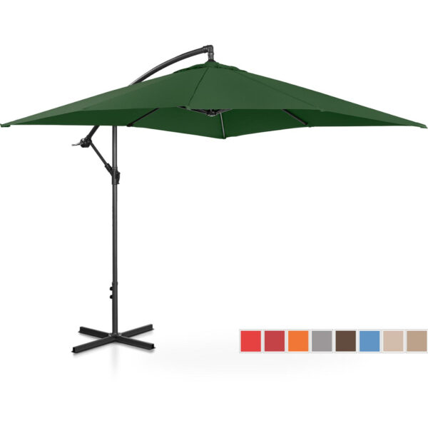 Parasol ogrodowy na wysięgniku kwadratowy 250 x 250 cm zielony 1 10250545 1